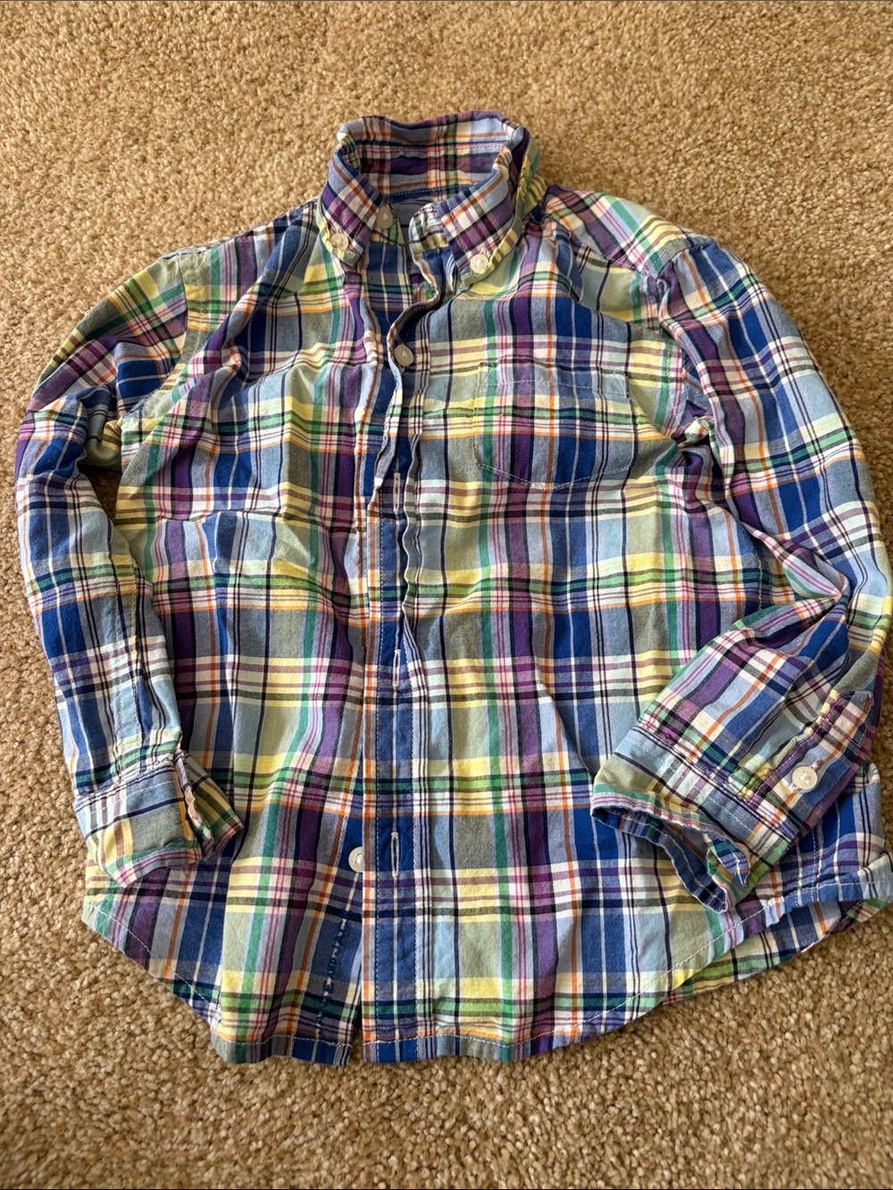 Janie and Jack Plaid Button Down in Blue & Green Size 3